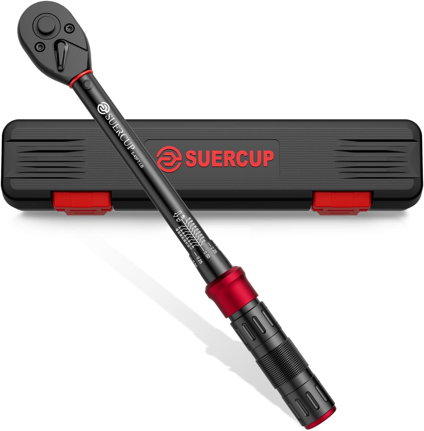 SUERCUP 3/8-Inch Drive Click Torque Wrench - 5-45 Ft-Lb/6.8-61Nm, Dual-Direction