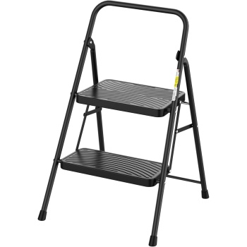 HBtower 2 Step Ladder, Step Stool with Wide Anti-Slip Pedal, Folding Step Stool