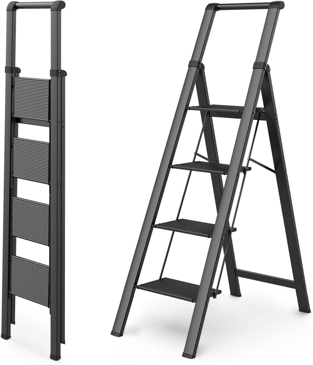 WOA WOA 4 Step Ladder, Ladders for Home, Anti-Slip Aluminum Pedals, Step Stool