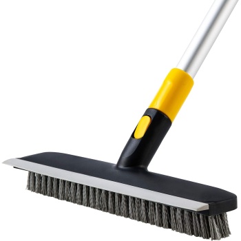 Yocada Floor Scrub Brush Telescopic Handle 2 in 1 Scrape Brush Stiff Bristle