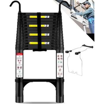 17.5 FT Telescoping Ladder with Stabilizers, Adjustable Multi-Purpose
