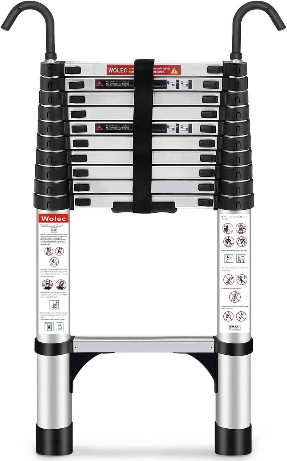Telescoping Ladder, 10.5FT Aluminum Lightweight Portable Telescopic Ladder