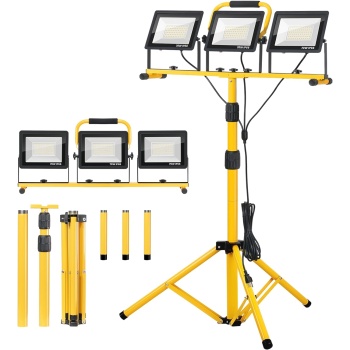 Zetunlo 21000Lumen LED Work Lights with Stand - 3 Head Portable Work Light