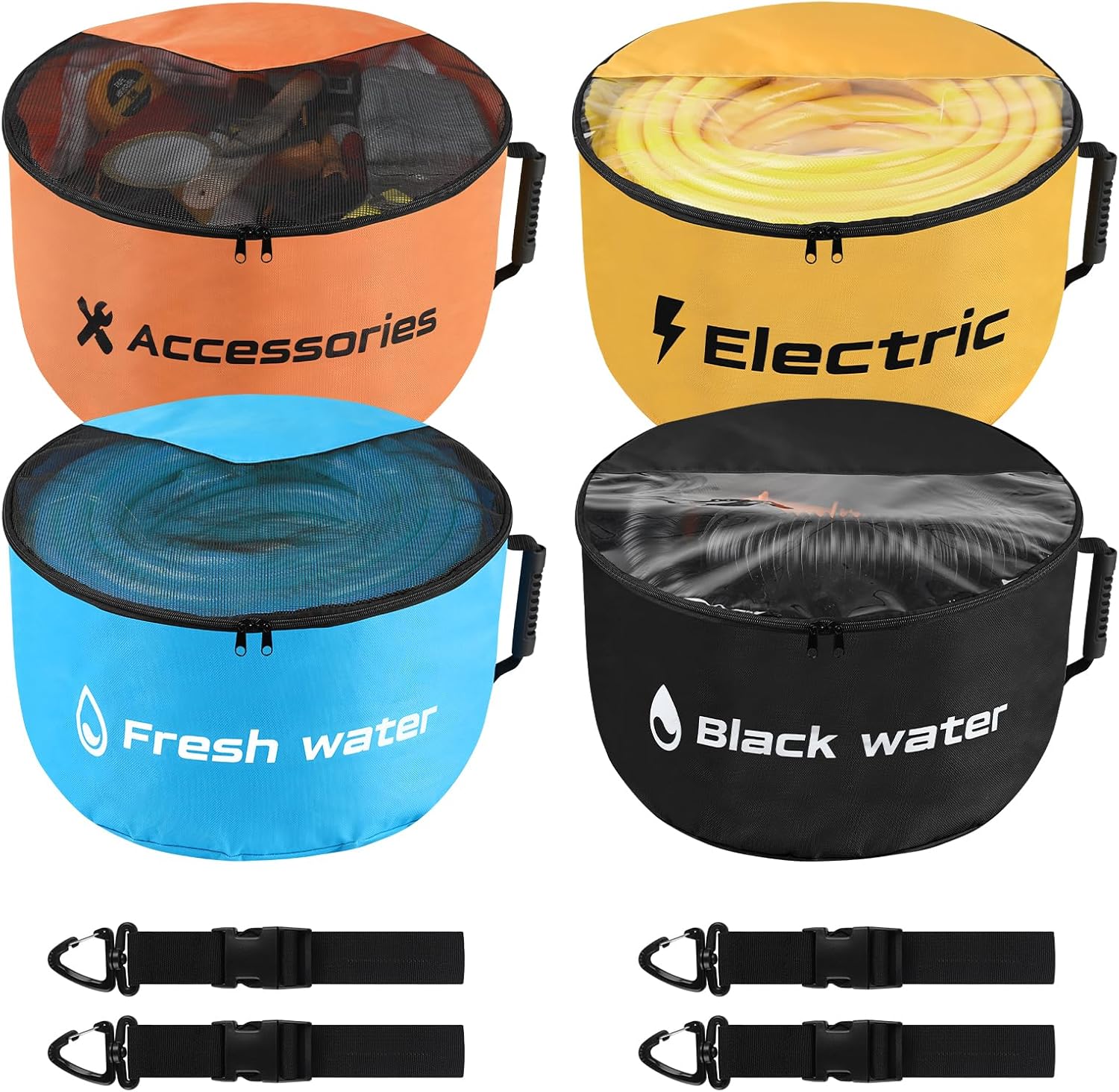4 Pack RV Sewer Hose Storage, Visible Cover And Two-Way Zipper RV Hose Storage