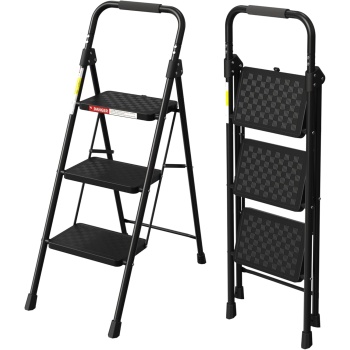HBTower 3 Step Ladder, Folding Step Stool with Wide Anti-Slip Pedal, Step Stool
