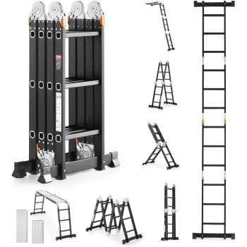 VEVOR Multi-Purpose Folding Ladder, 7-in-1 Tall Extension Step Ladder