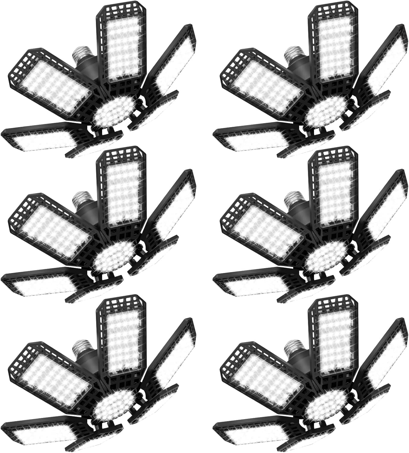 6 Pack Garage Lights, 28000LM Super Bright LED Shop Lights with 6+1 Deformable