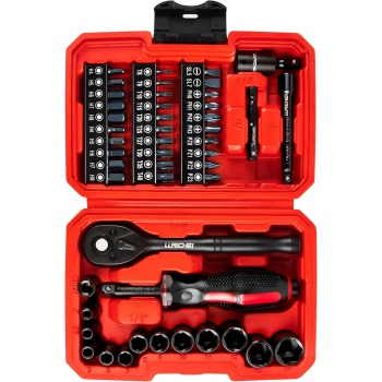 LLNDEI 48 Piece 1/4 Inch Mini Socket Ratchet Wrench Set, Metric Shallow Socket