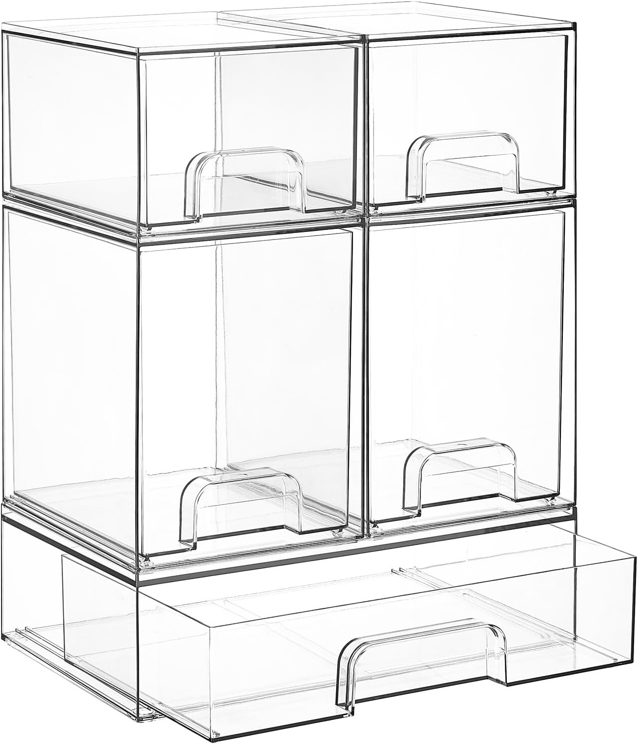 Vtopmart Stackable Storage Drawers Set of 5, Clear Plastic Organizer Bins