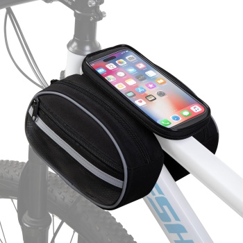 Smasrob Bike Frame Bag with Detachable Touchscreen Phone Window, 4 Zipper