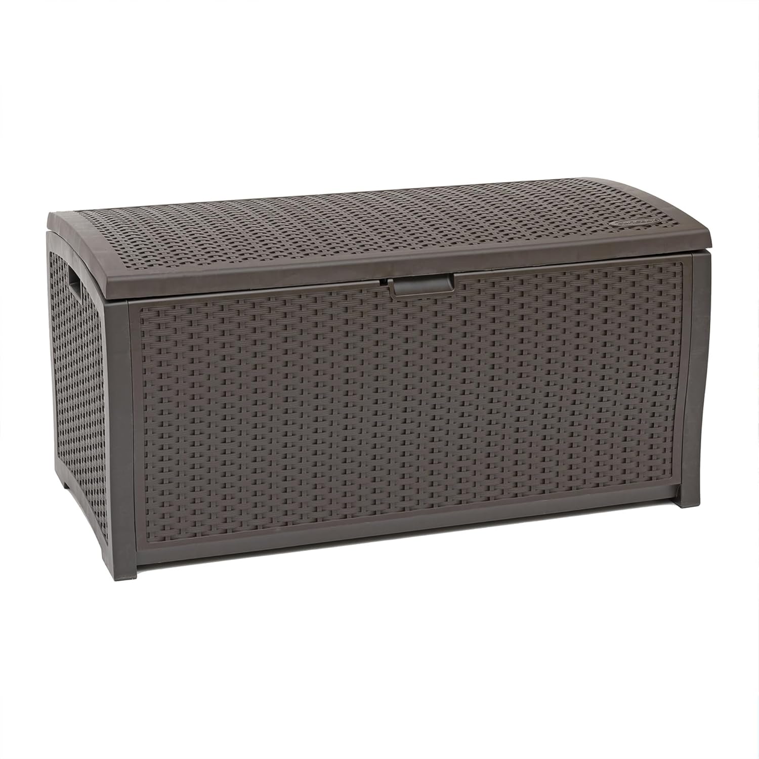 Suncast DBW9200 99 Gallon Outdoor Wicker resin Patio Storage Chest Bin