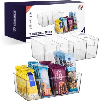 ClearSpace Plastic Pantry Organization and Storage Bins with Removable Dividers