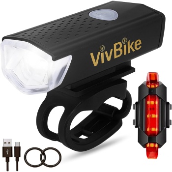 HerTime2 VivBike Rechargeable Bike Light – LED Bicycle Headlight, USB-C