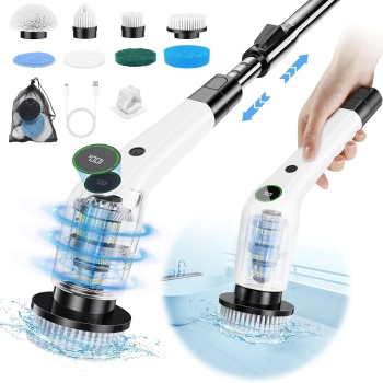 PUFTEM Electric Spin Scrubber, Cordless Shower Scrubber with 8 Scrub Brush