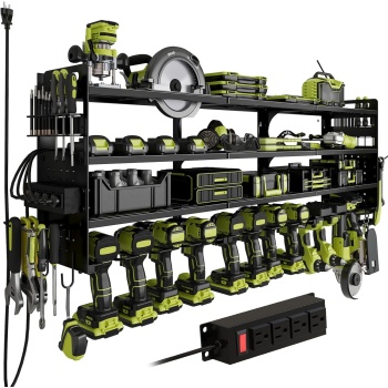 12 Cordless Drill Holder Large Power Tool Organizer Wall Mount with Side