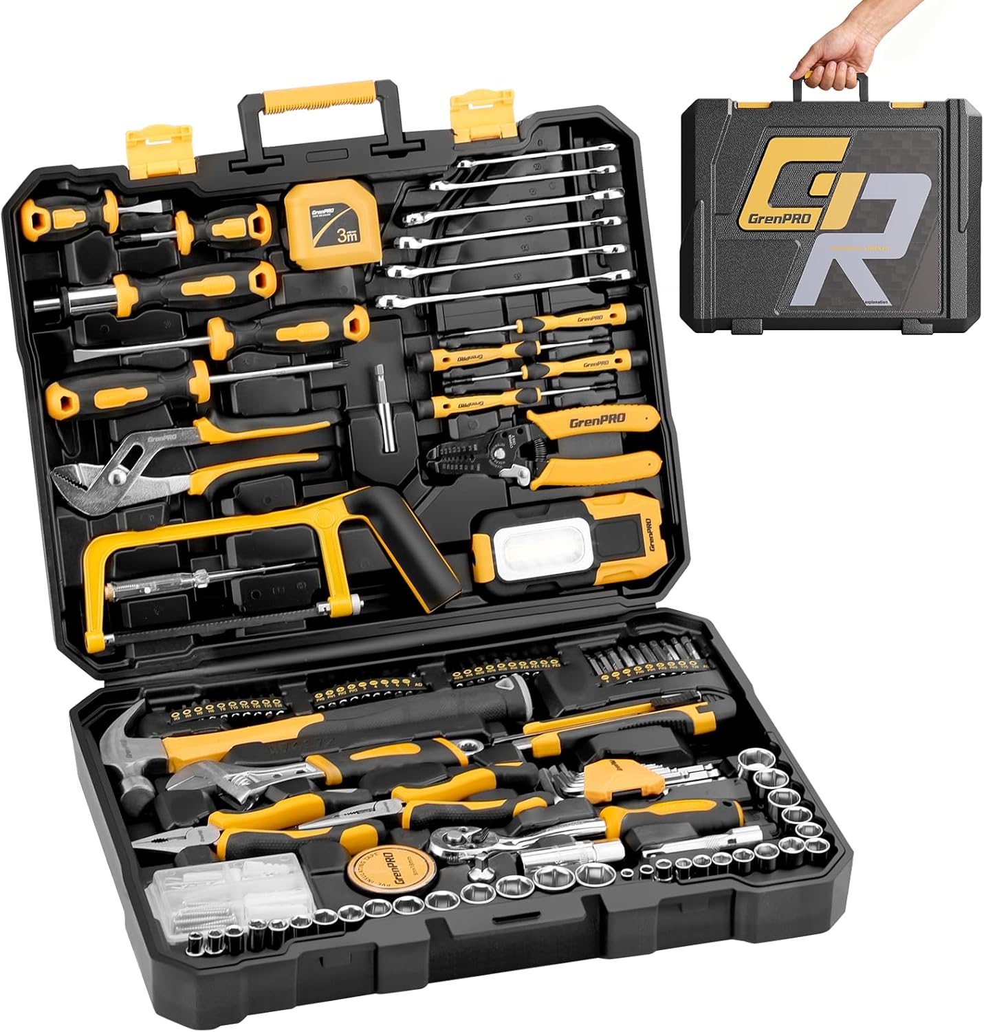 GRENPRO 218 Piece Tool Kit for Home, Tool Box with General Household Hand Tools