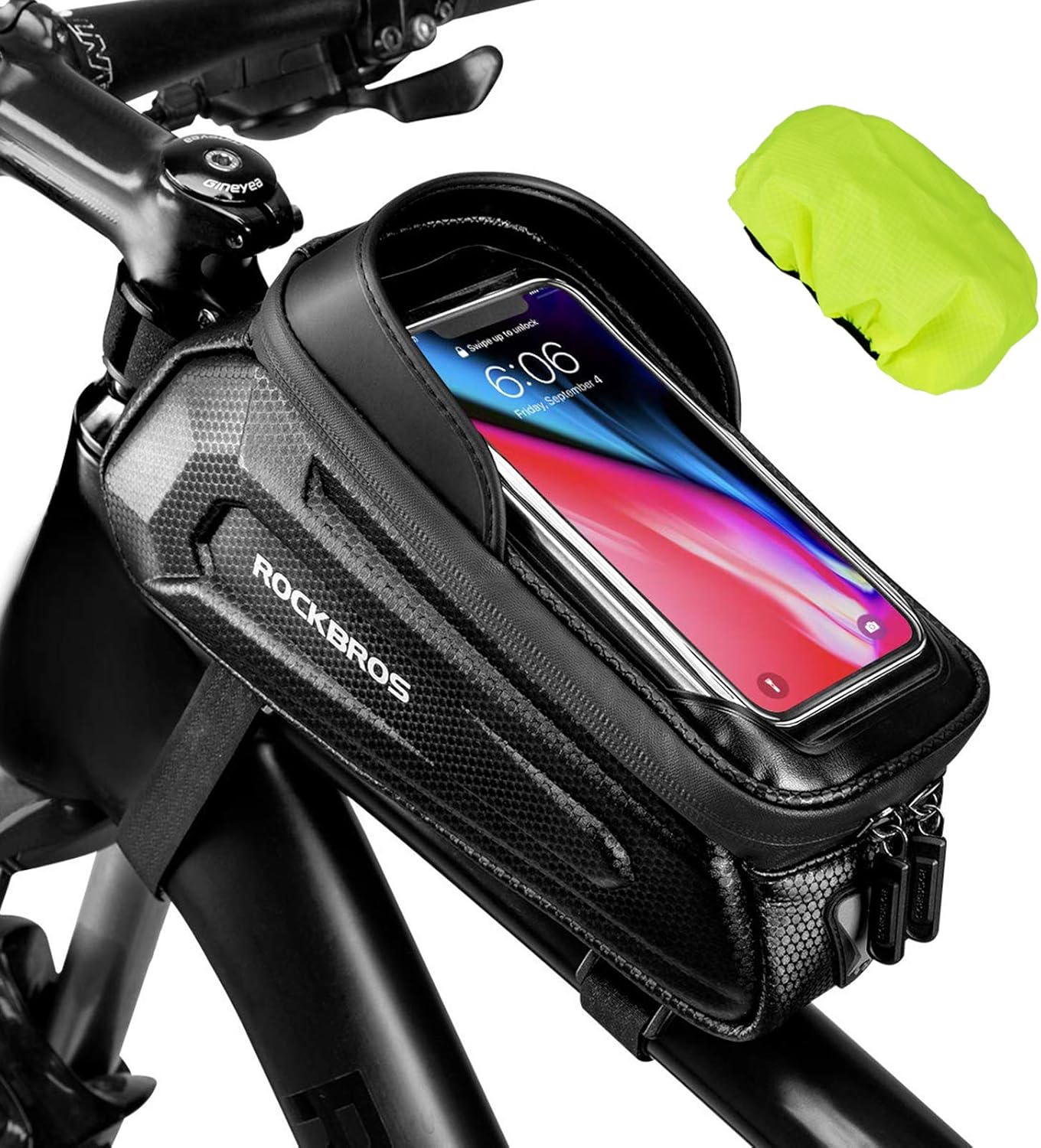 ROCKBROS Bike Phone Mount Frame Bag, Oversized EVA Waterproof Bike Phone Holder