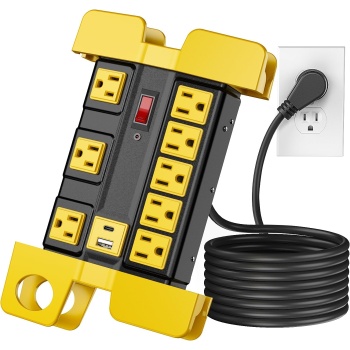 Heavy Duty Surge Protector Power Strip, 8 Outlets 2 USB Ports, 15A Metal Wide