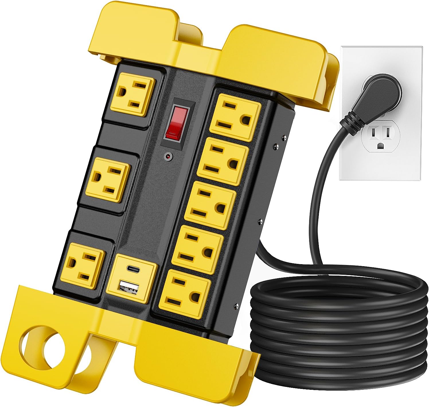 Heavy Duty Surge Protector Power Strip, 8 Outlets 2 USB Ports, 15A Metal Wide