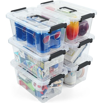 NUMIFUN Plastic Storage Bins with Lids 6 Pack Storage Organizer, 7 Quart
