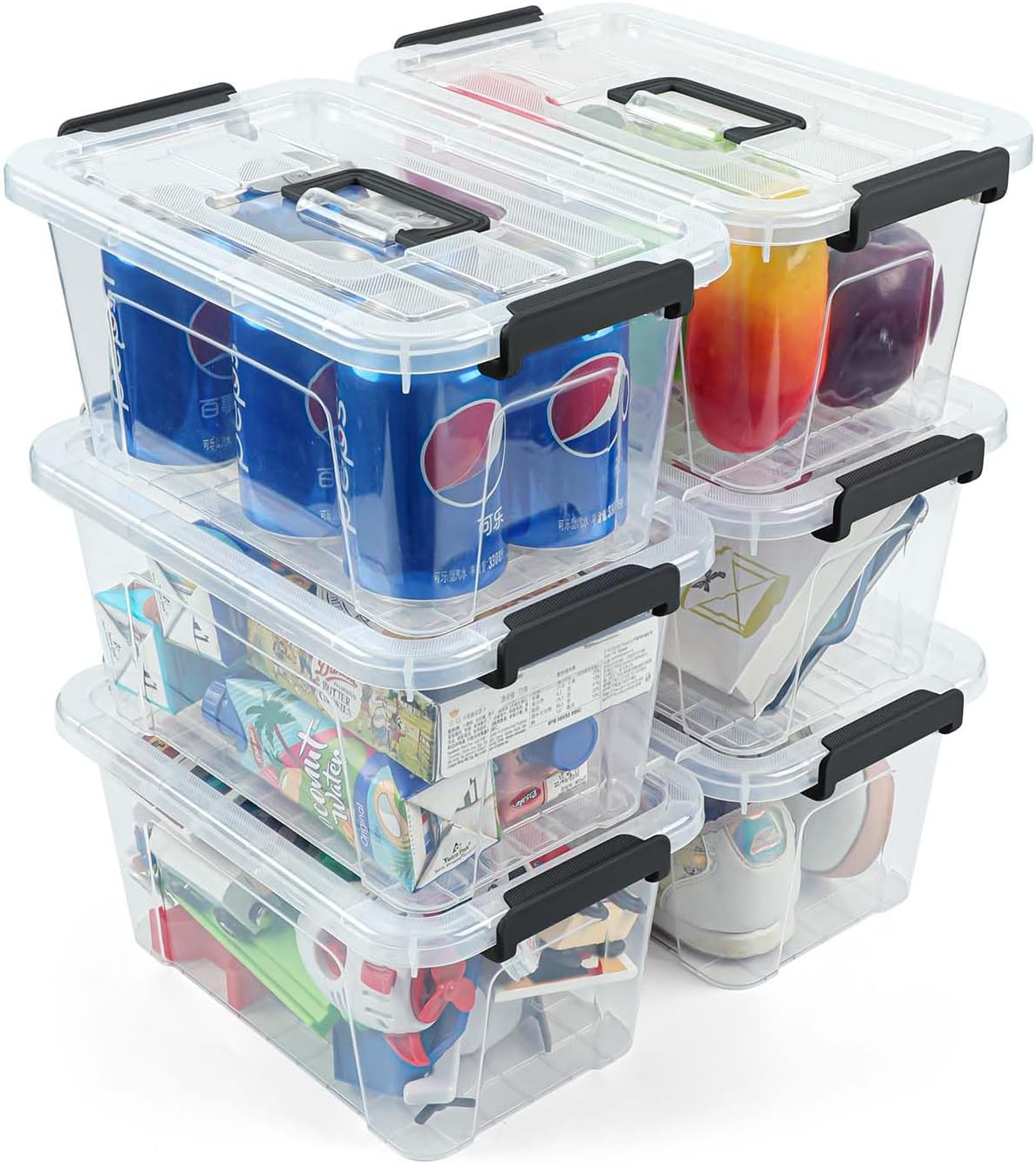 NUMIFUN Plastic Storage Bins with Lids 6 Pack Storage Organizer, 7 Quart