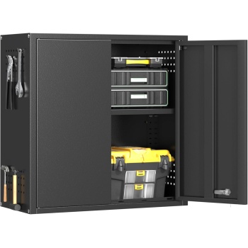 Metal Garage Wall Cabinet with 2 Doors and 1 Adjustable Shelf,Lockable Floating