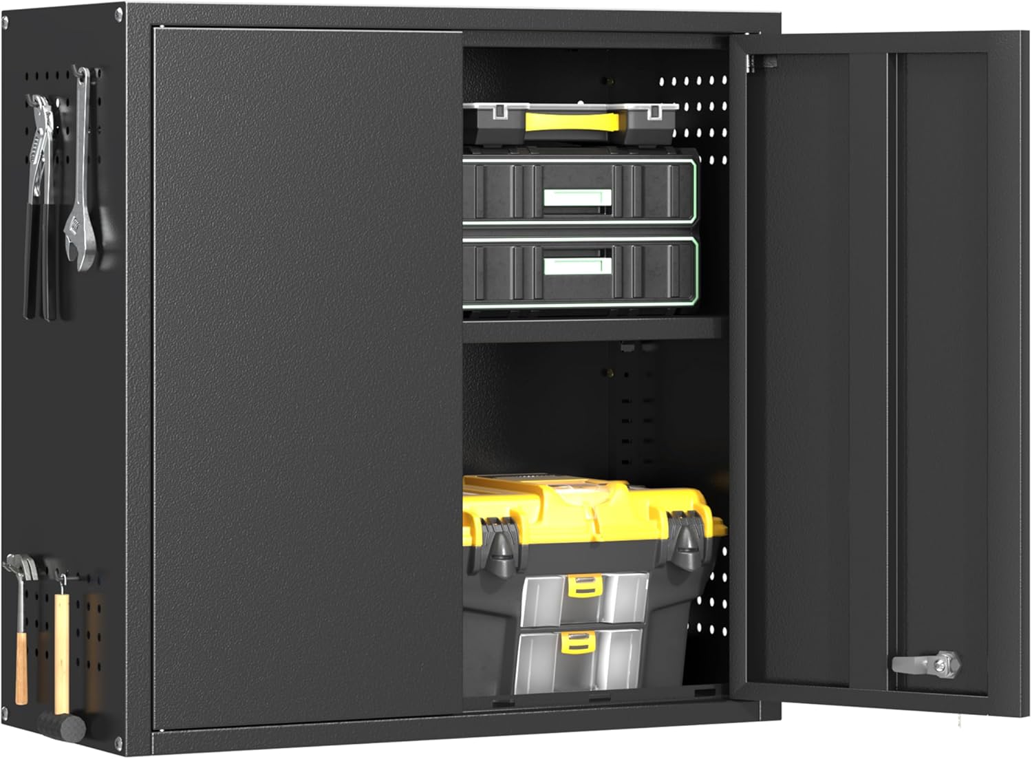 Metal Garage Wall Cabinet with 2 Doors and 1 Adjustable Shelf,Lockable Floating