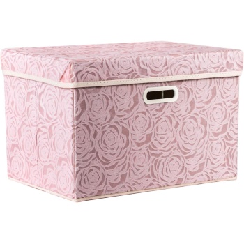 PRANDOM Larger Collapsible Storage Bin with Lid [1-Pack] Fabric Decorative