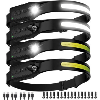 Nessciera Rechargeable LED Headlamp, 400 Lumens, 230° Wide Beam, USB-C, IPX4, 5