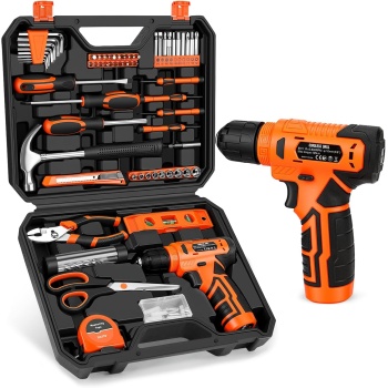 139-Piece Tool Set - Tool Kit with 8V Cordless Drill Driver in ToolBox Storage