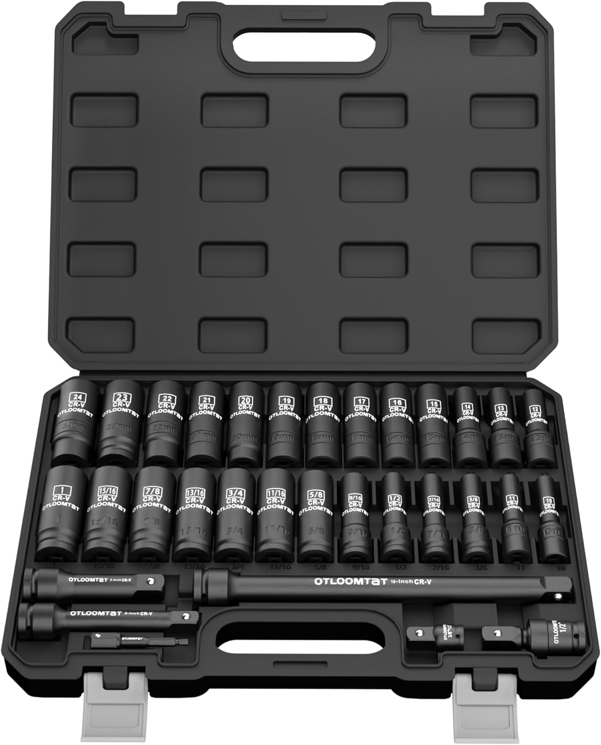 OTLOOMTBT 32PCS 1/2" Drive Impact Socket Set - Heavy Duty Industrial-Grade Deep