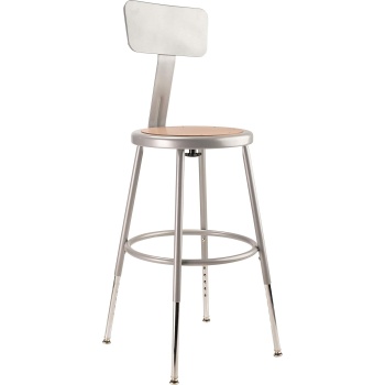 National Public Seating 6218HB Steel Stool with Hardboard Seat Adjustable and