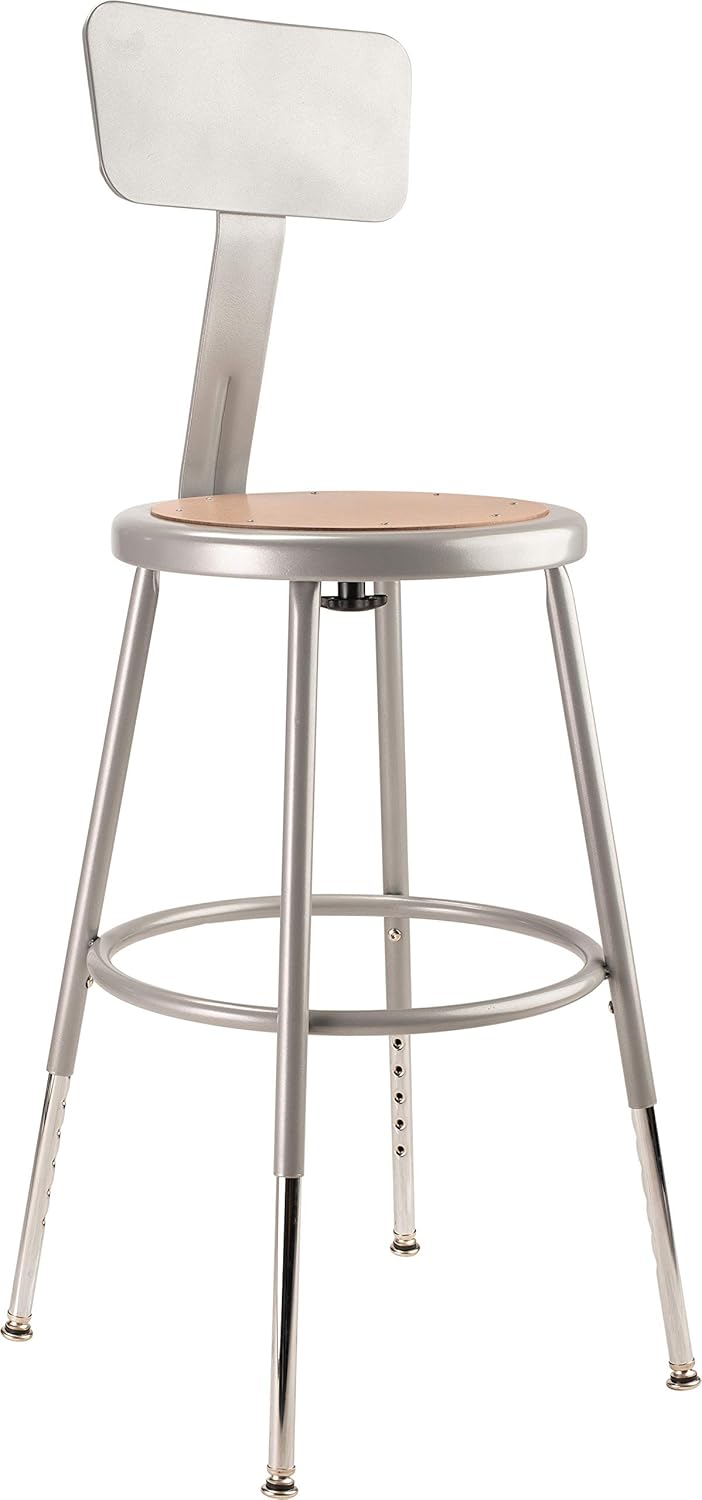 National Public Seating 6218HB Steel Stool with Hardboard Seat Adjustable and