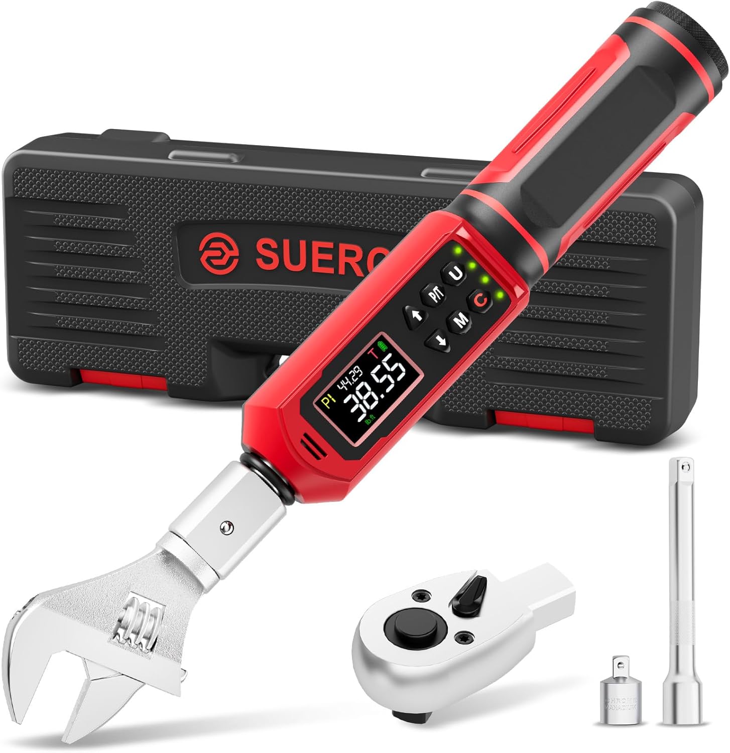 SUERCUP Adjustable Digital Torque Wrench 0.66-44.29Ft.Lb/0.9-60N.m,9x12 mm Open