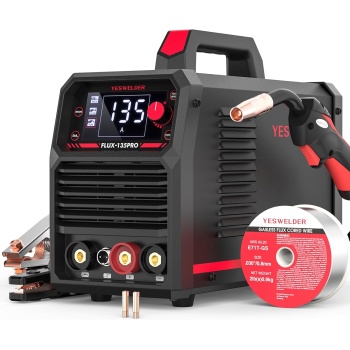 YESWELDER 135A MIG Welder, 110V Flux Core MIG/Lift TIG/Stick 3-in-1 Large LED