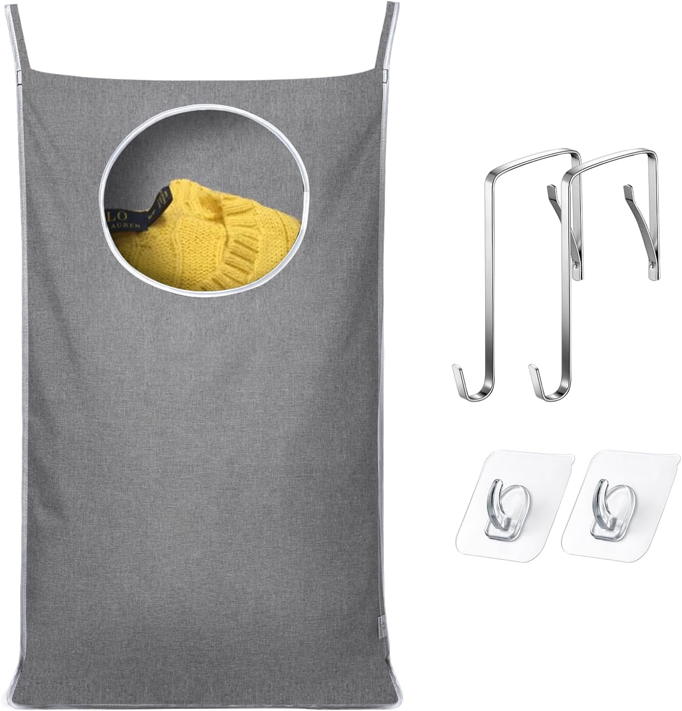 KEEPJOY Hanging Laundry Hamper Bag with 2 Different Types of Hooks, Size 20 x 30