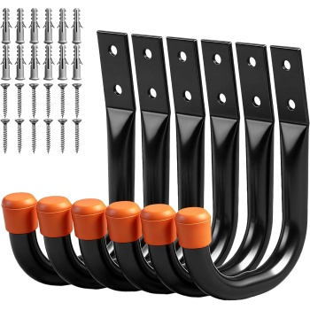 HORUSDY 6-Pack Heavy Duty Metal Wall Hooks, Large Garage Storage & Organization
