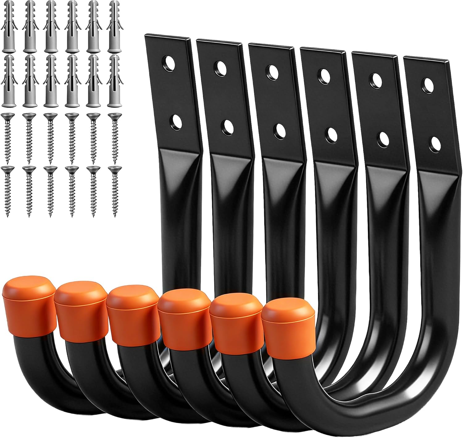HORUSDY 6-Pack Heavy Duty Metal Wall Hooks, Large Garage Storage & Organization