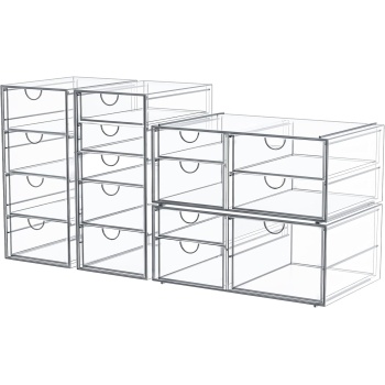 caktraie Makeup Organizer Storage With 16 Drawers, 4 Pcs Desktop Office