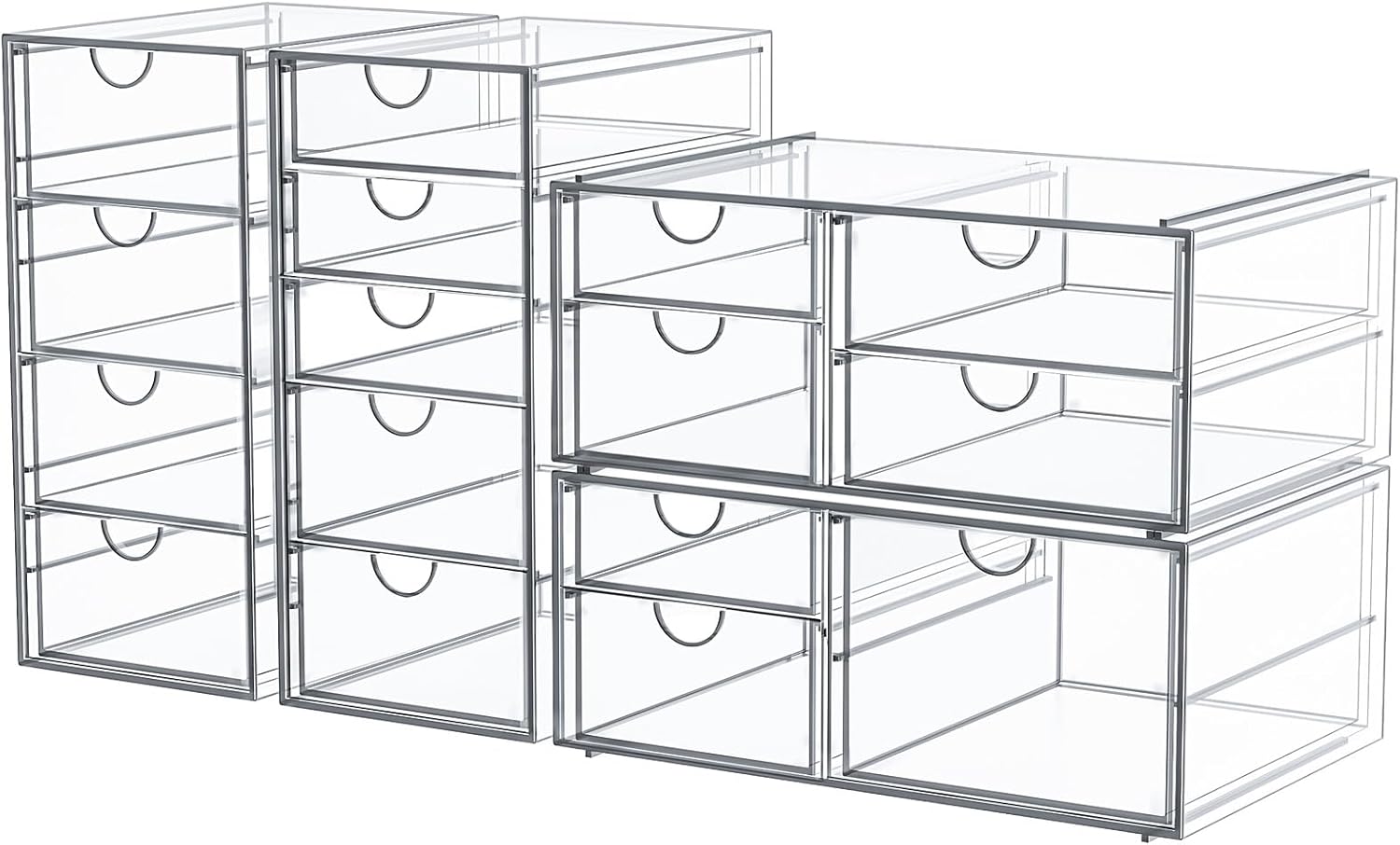 caktraie Makeup Organizer Storage With 16 Drawers, 4 Pcs Desktop Office