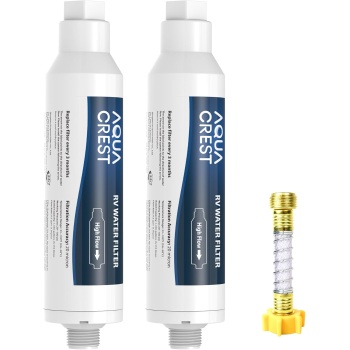 AQUA CREST RV Inline Hose Water Filter, Garden and Camper, NSF Certified