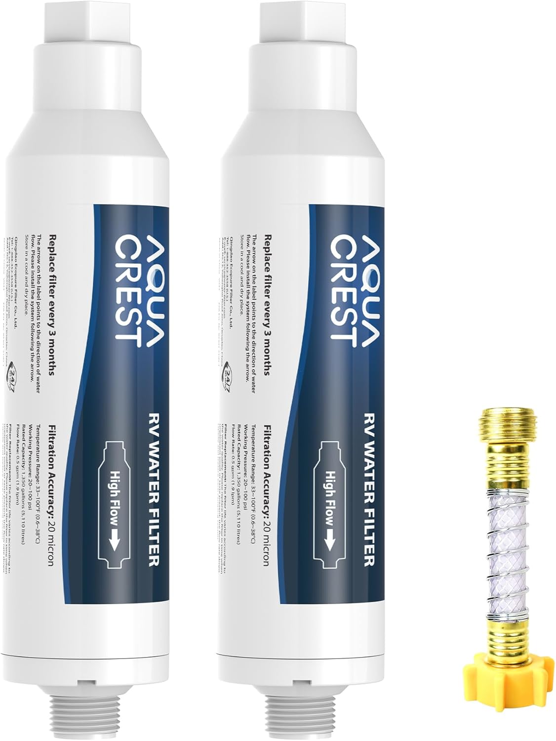 AQUA CREST RV Inline Hose Water Filter, Garden and Camper, NSF Certified