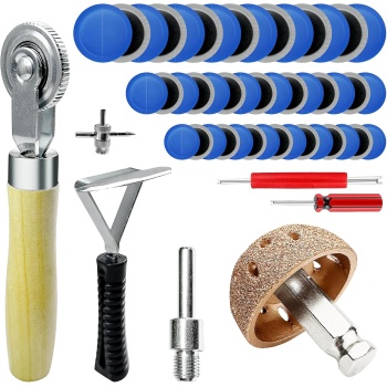 53Pcs Tire Patch Kit Heavy Duty, Tire Repair Tools 42 mm Tungsten Steel Buffing