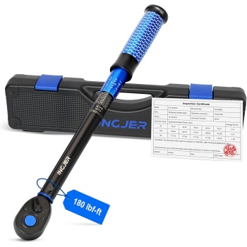 UPGRADE 1/2" Drive Click Torque Wrench,10-180ft.lb,Dual-Direction Adjustable
