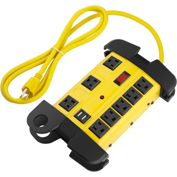 Heavy Duty Power Strip with USB, Workshop 8 Outlet Surge Protector 2700 Joules