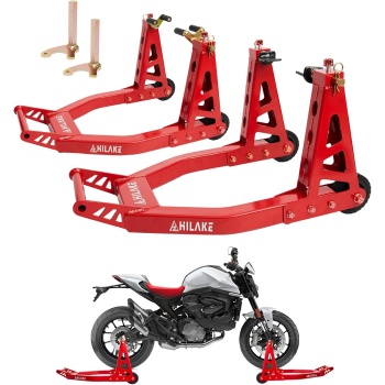 Aluminum Motorcycle Stands Front and Rear 880lbs Heavy Duty Wheel Lift Combo