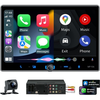 PLZ Single Din Car Stereo Wireless Apple Carplay Android Auto Radio
