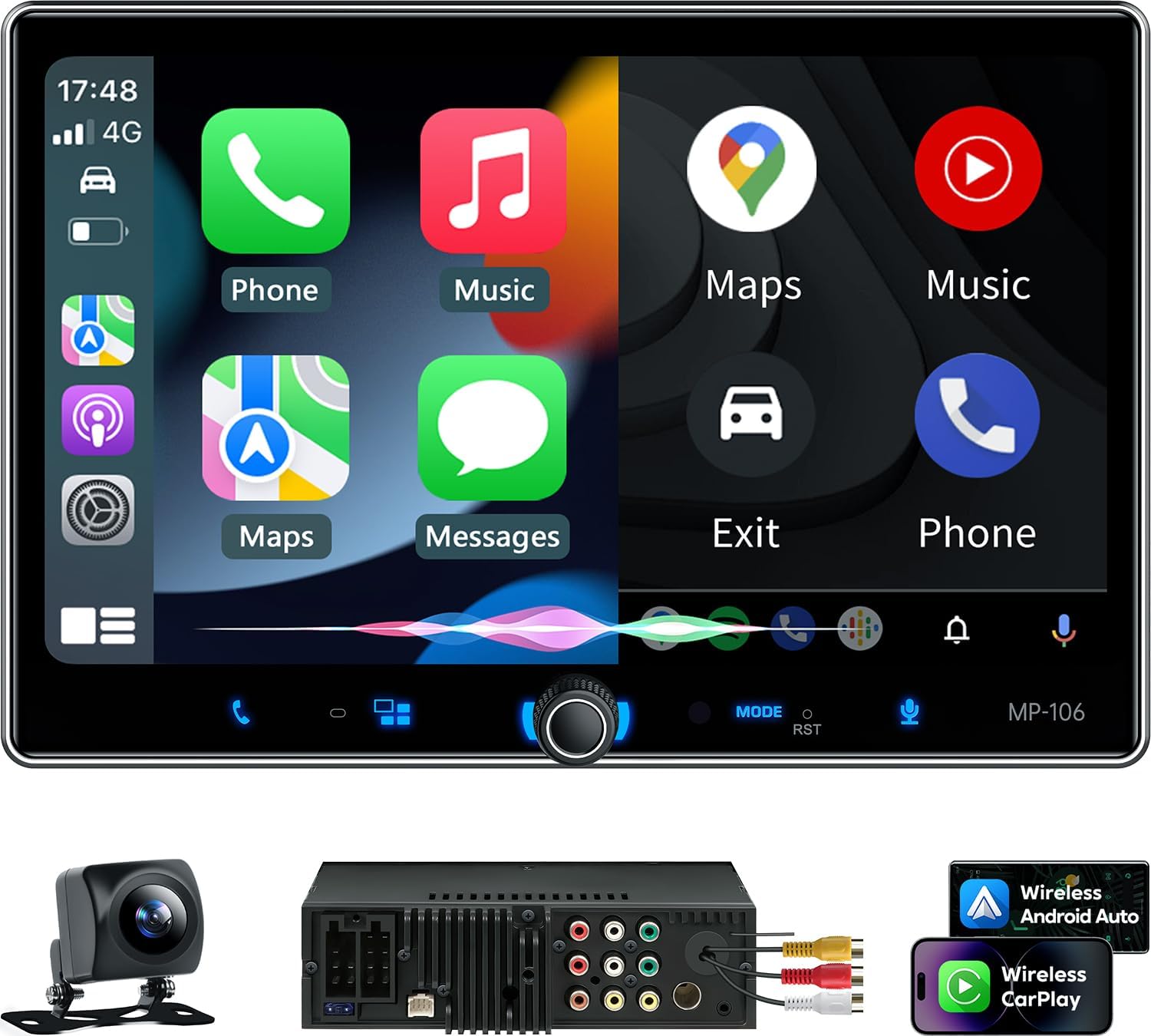 PLZ Single Din Car Stereo Wireless Apple Carplay Android Auto Radio