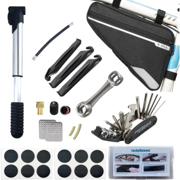 Bike Repair Kit,Mini Bicycle Pump, Bike Tire Repair Tool Kit Contains 16-in-1