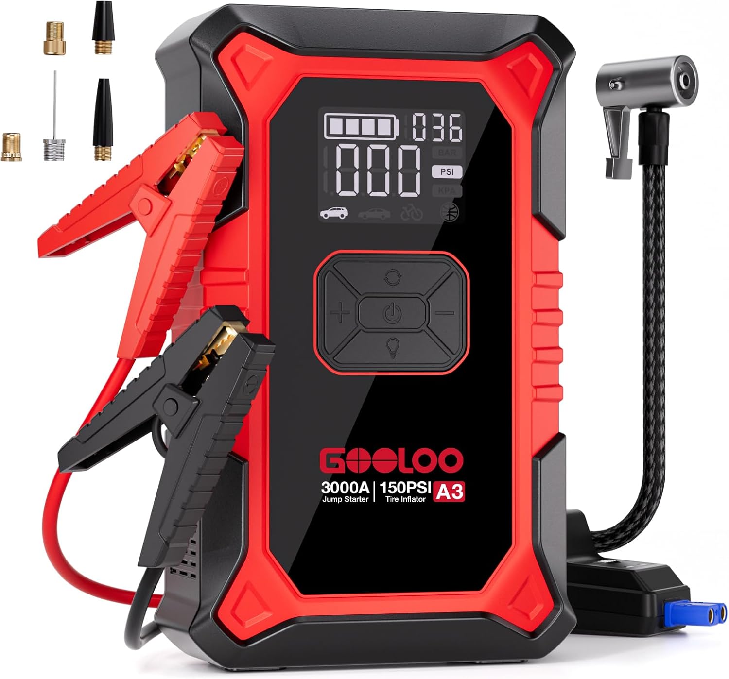 GOOLOO A3 Jump Starter with Air Compressor, 3000A Portable Car Battery Booster